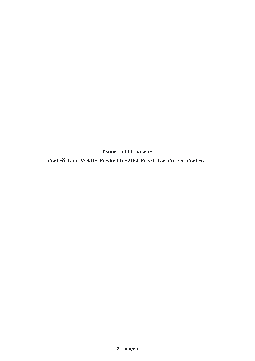 Image de la première page du manuel de l'appareil ProductionVIEW Precision Camera Control