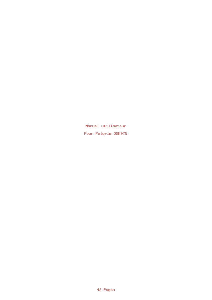 Page 1 de la notice Manuel utilisateur Pelgrim OSK975