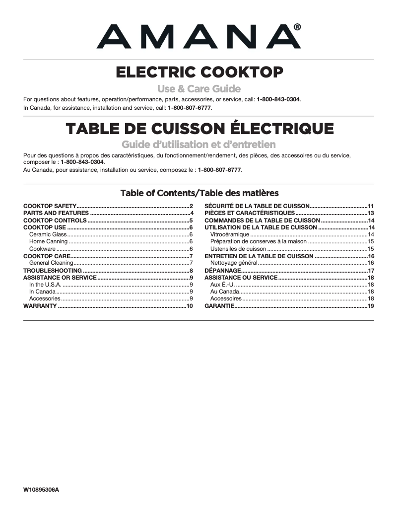 Page 1 de la notice Mode d'emploi Amana AEC6540KFB