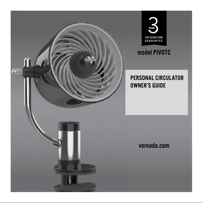 Page 1 de la notice Manuel utilisateur Vornado PIVOT Clip