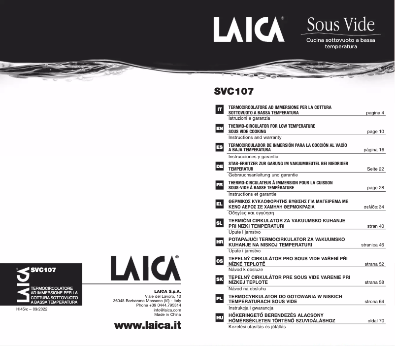 Page 1 of the manual User Manual Laica SVC107L
