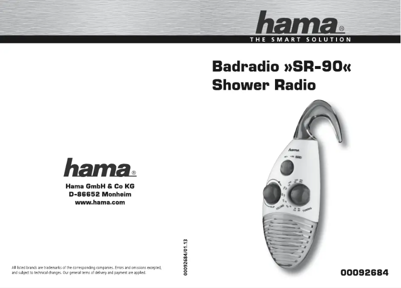 Page 1 of the manual User Manual Hama SR-90
