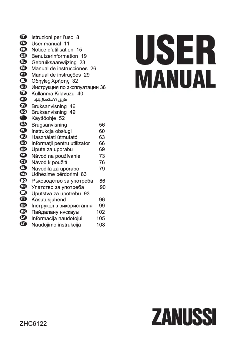 Page 1 de la notice Mode d'emploi Zanussi ZHC6122X