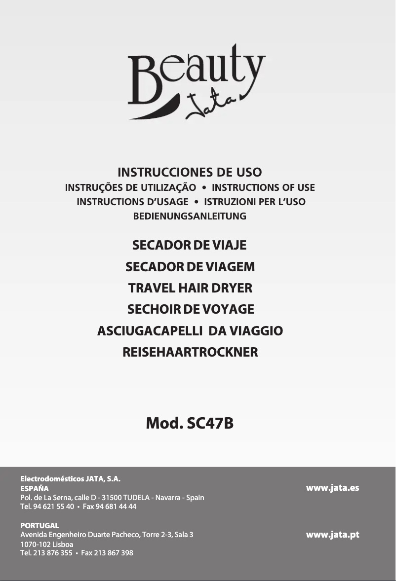 Page 1 de la notice Manuel utilisateur Jata SC47B