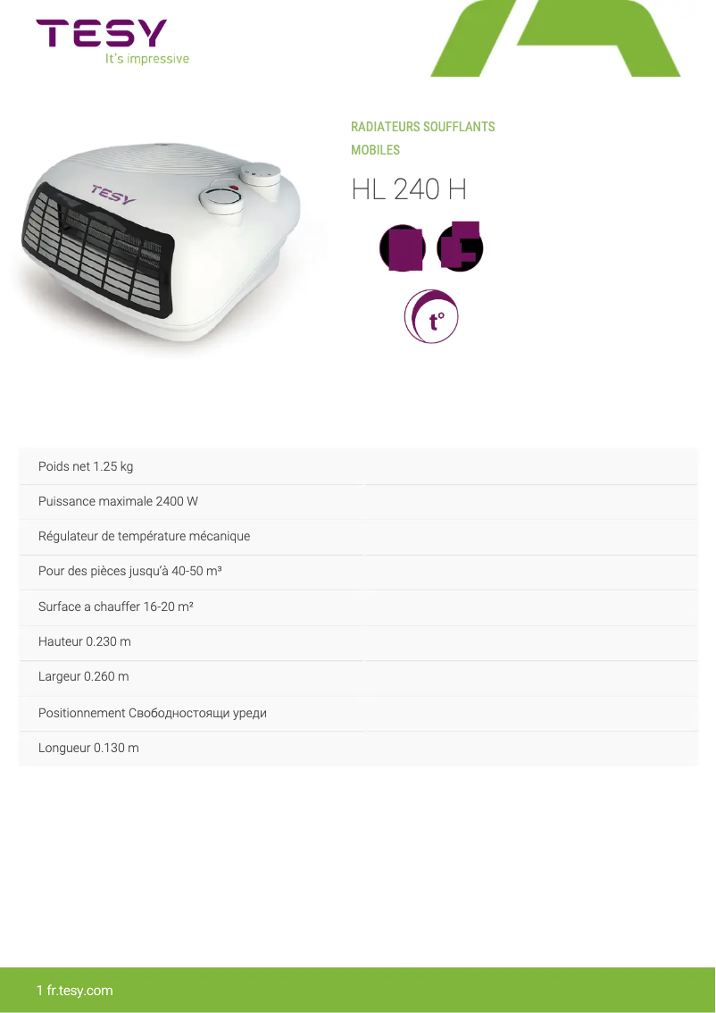 Página 1 del manual Manual de usuario Tesy HL 240 H