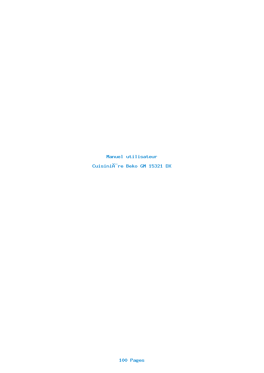 Page 1 de la notice Manuel utilisateur Beko GM 15321 DX