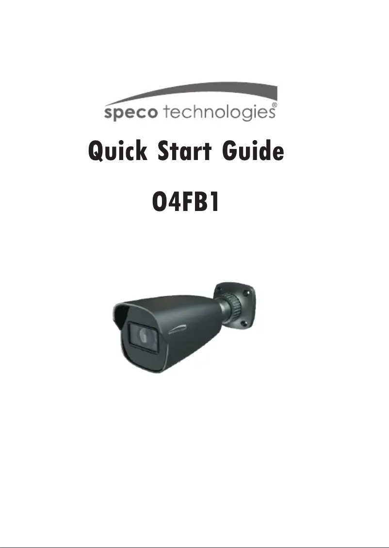 Page 1 of the manual Quick Start Guide Speco Technologies O4FB2