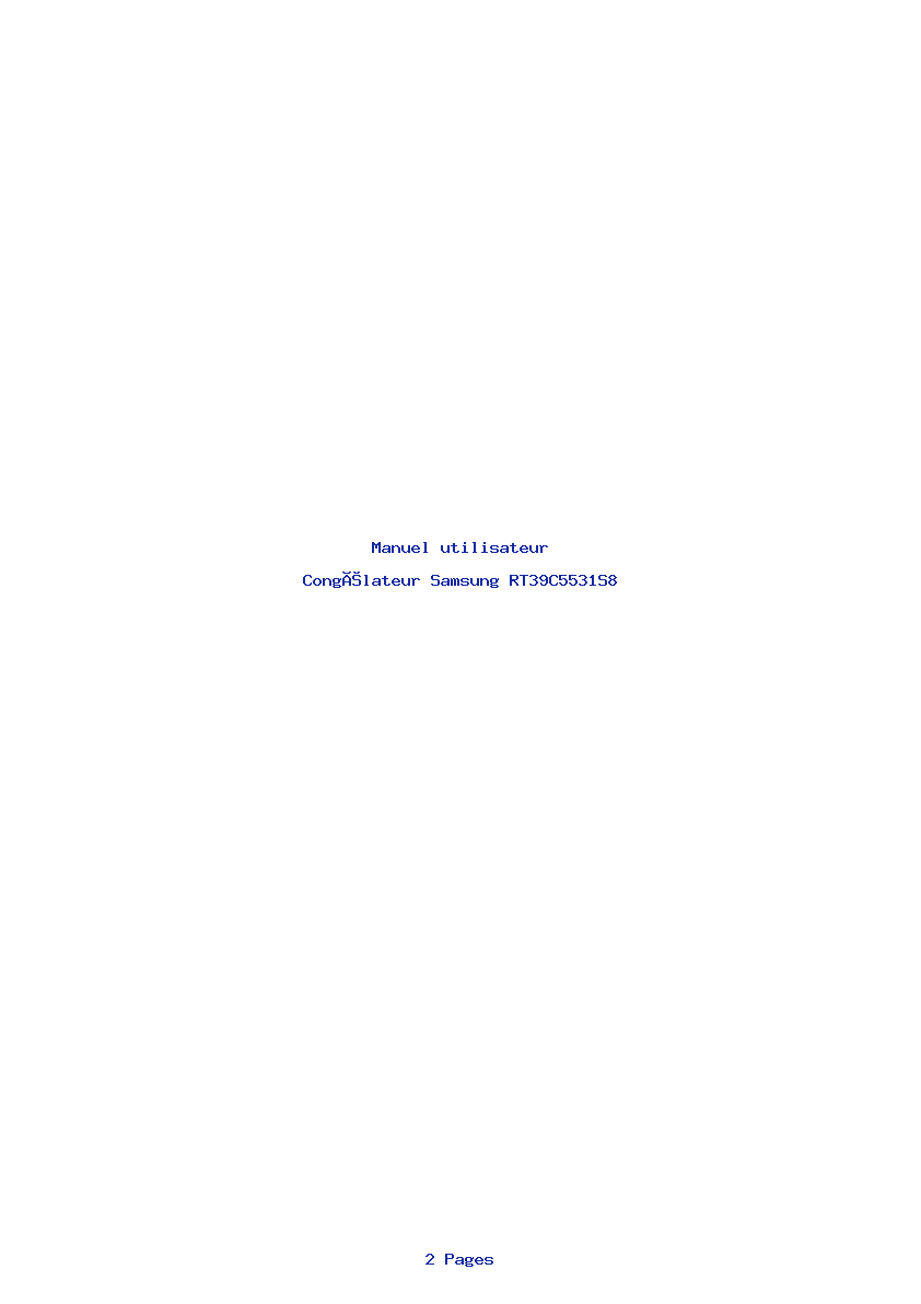 Page 1 de la notice Manuel utilisateur Samsung RT39C5531S8