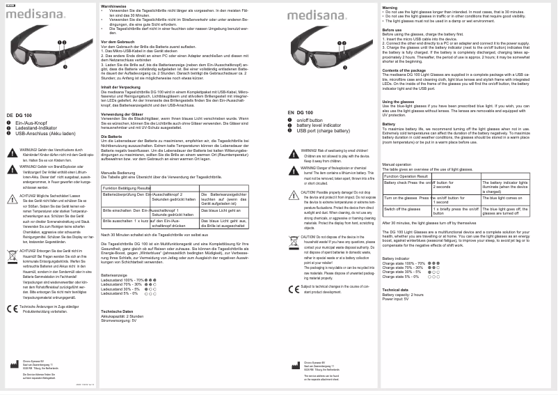 Página 1 del manual Manual de usuario Medisana DG 100
