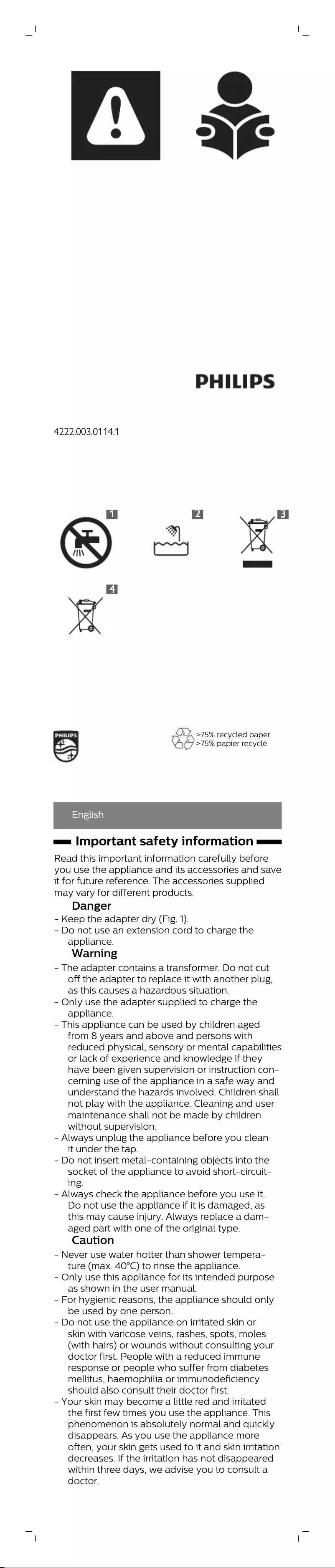 Página 1 del manual Manual de usuario Philips SatinShave Advanced BRL130