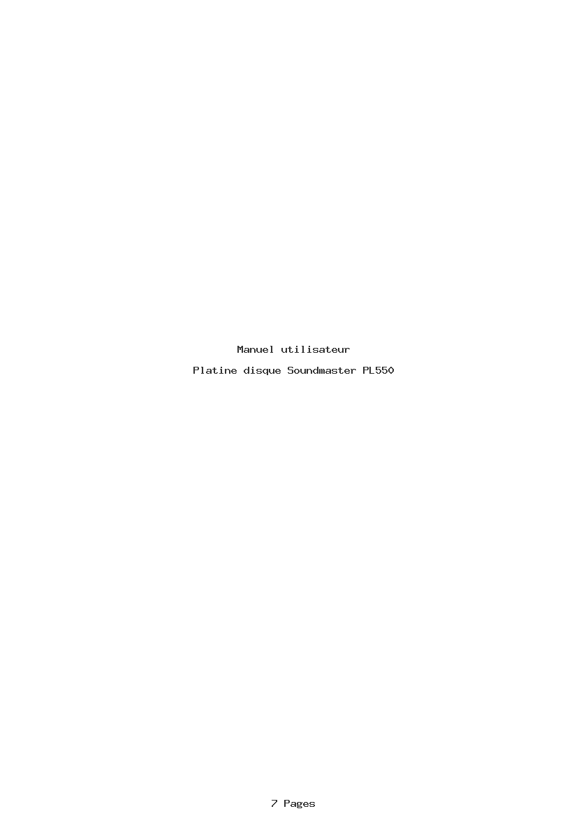 Page 1 de la notice Manuel utilisateur Soundmaster PL550