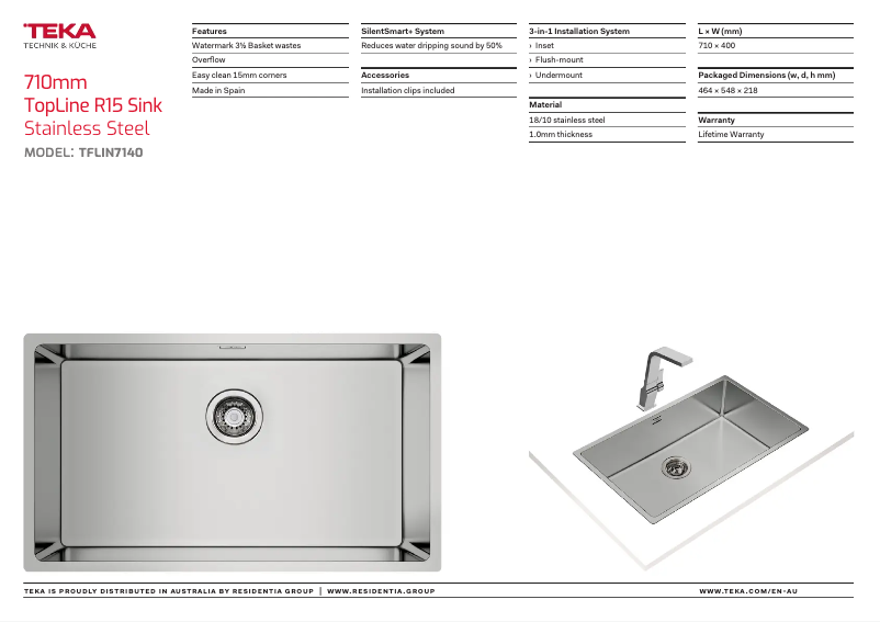 Page 1 de la notice Manuel utilisateur Teka TFLIN7140