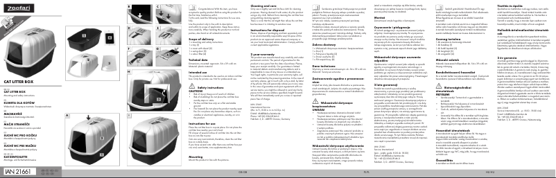 Page 1 de la notice Manuel utilisateur Zoofari IAN 21661