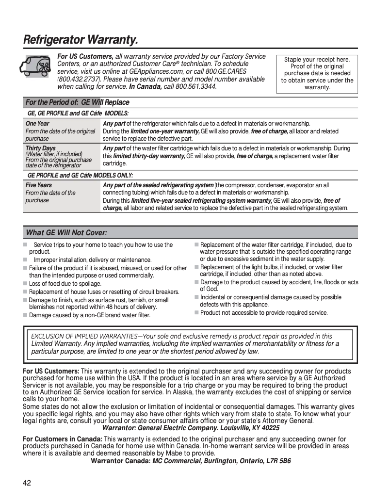 Image de la première page du manuel de l'appareil GPE12FGKBB