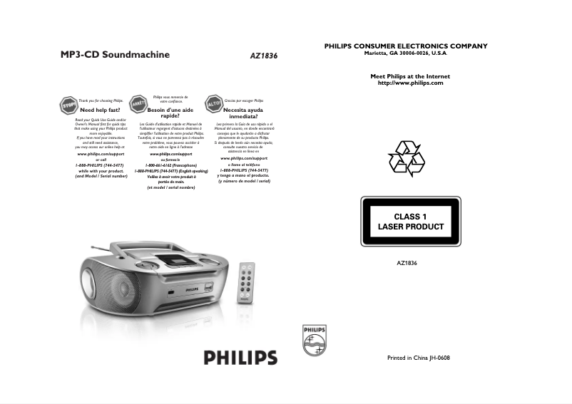 Page n°1 - Manuel utilisateur Philips AZ1836