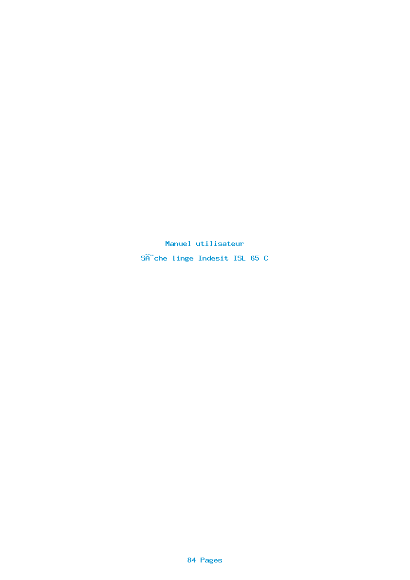 Page 1 de la notice Manuel utilisateur Indesit ISL 65 C