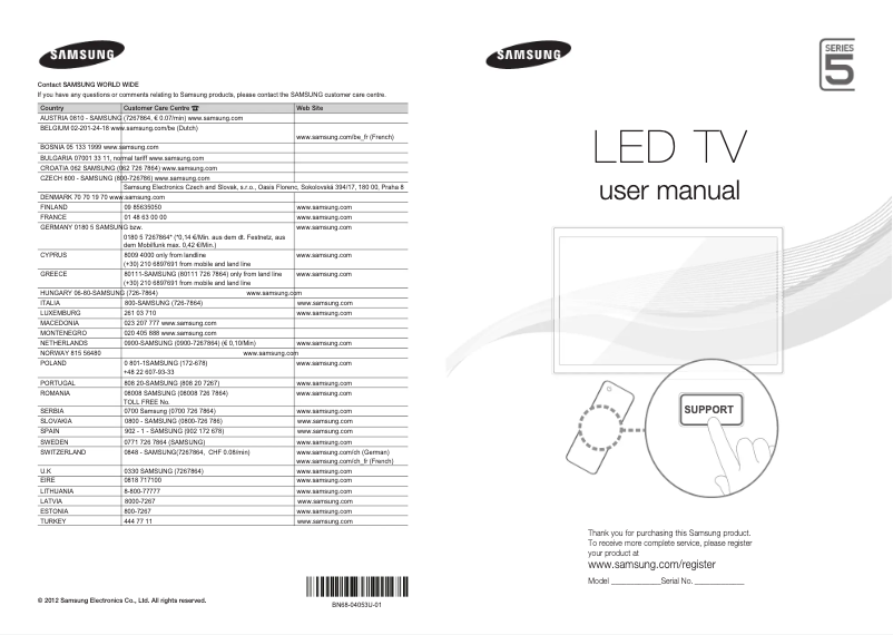 Página 1 del manual Manual de usuario Samsung UE40EH5300