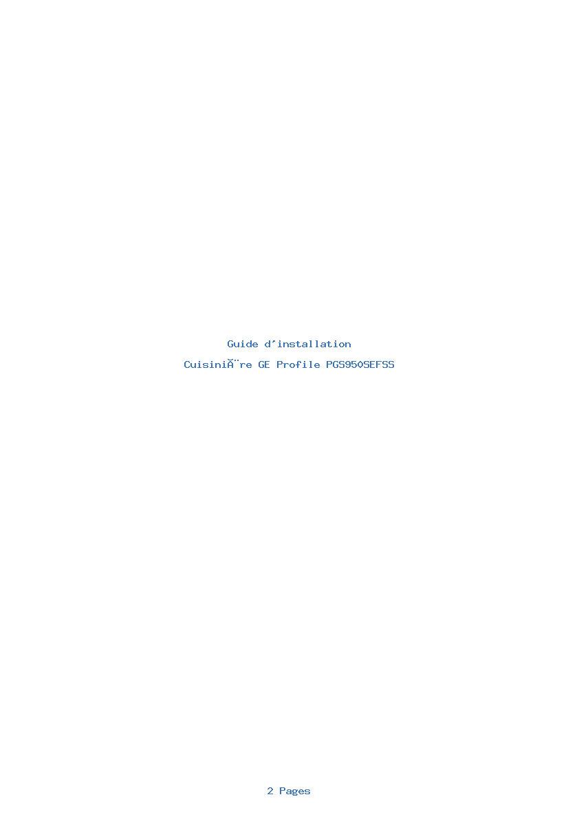 Page 1 de la notice Guide d'installation GE Profile PGS950SEFSS