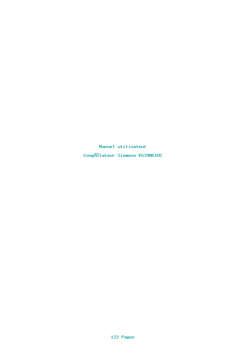 Page 1 de la notice Manuel utilisateur Siemens KG39N6IDC