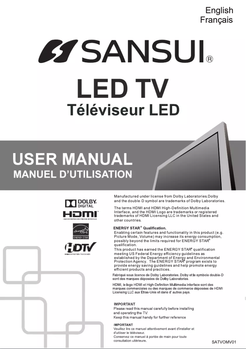 Page 1 de la notice Manuel utilisateur Sansui SLED4015