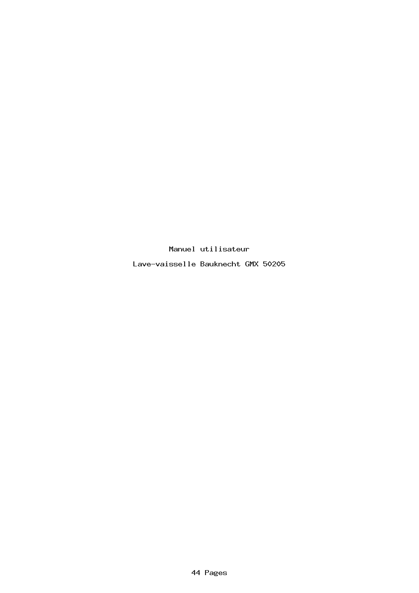 Page 1 de la notice Manuel utilisateur Bauknecht GMX 50205