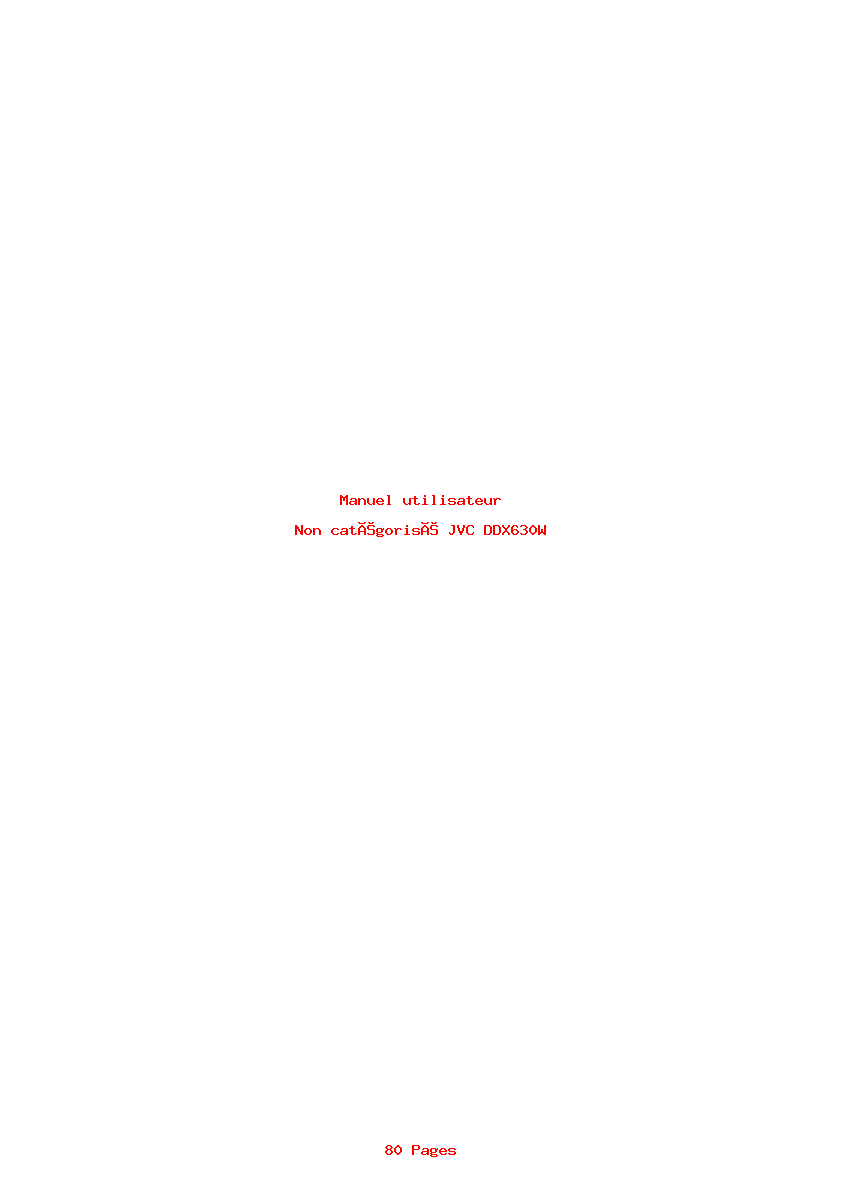 Page 1 de la notice Manuel utilisateur JVC DDX630W