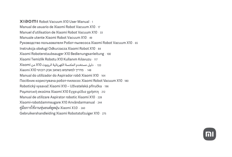 Página 1 del manual Manual de usuario Xiaomi Robot Vacuum X10