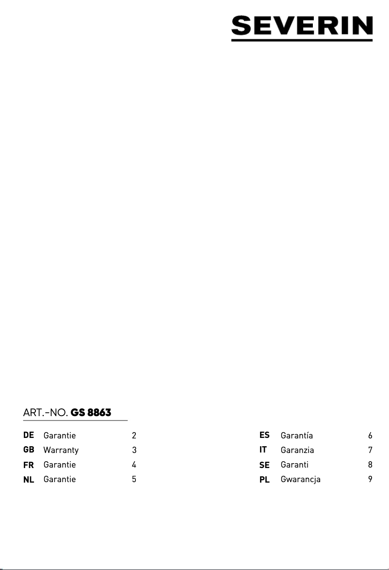Page 1 de la notice Informations de garantie Severin GS 8863