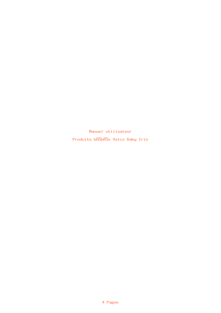 Page 1 de la notice Manuel utilisateur Valco Baby Iris
