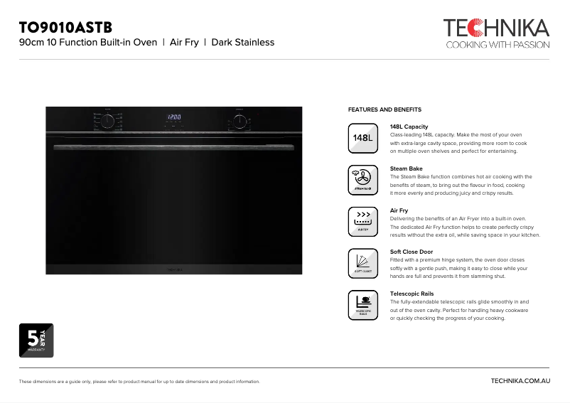 Página 1 del manual Ficha técnica Technika TO9010ASTB