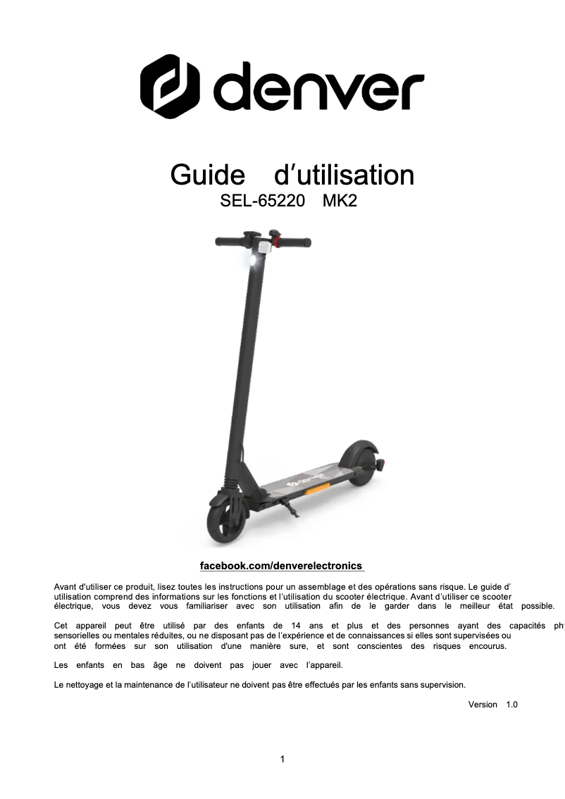 Page 1 de la notice Manuel utilisateur Denver SEL-65220 MK2