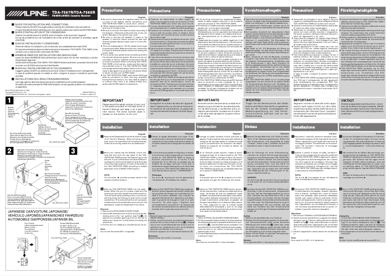 Page 1 de la notice Manuel utilisateur Alpine TDA-7565R