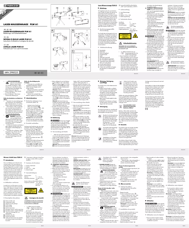 Page 1 de la notice Manuel utilisateur Parkside PLW A1