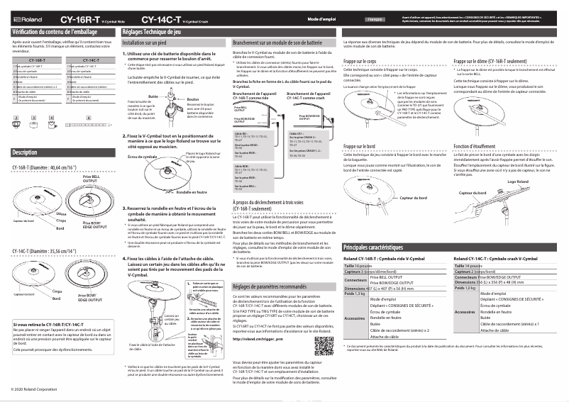 Page 1 de la notice Manuel utilisateur Roland CY-16R-T