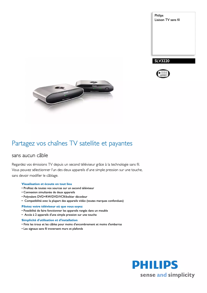 Image de la première page du manuel de l'appareil Wireless TV link SLV3220