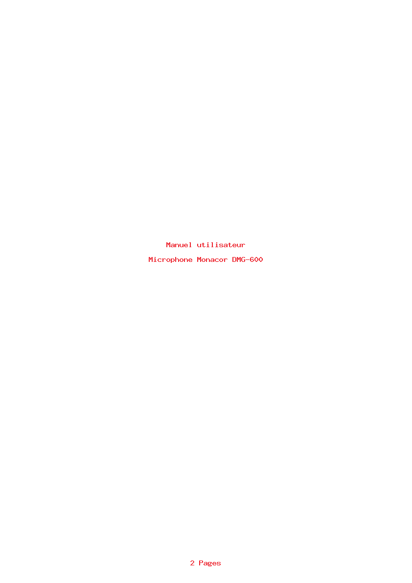 Page 1 de la notice Manuel utilisateur Monacor DMG-600