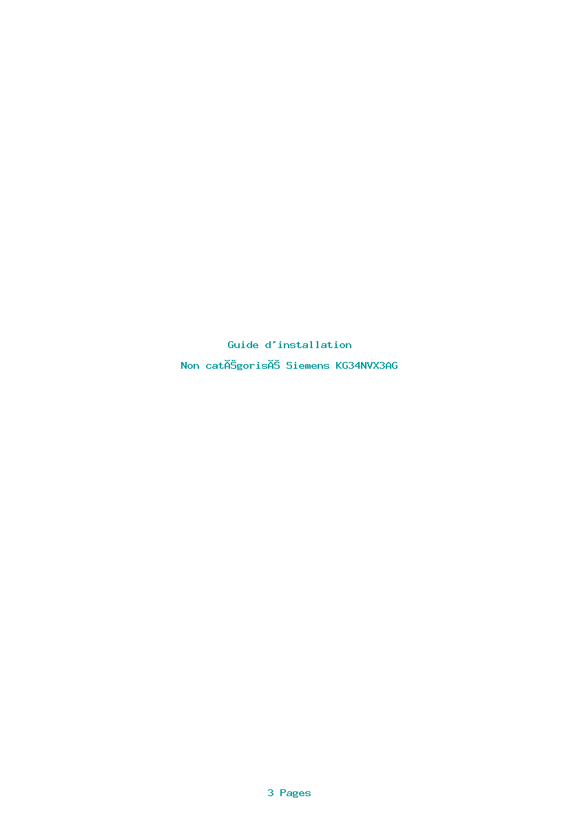 Page 1 de la notice Guide d'installation Siemens KG34NVX3AG