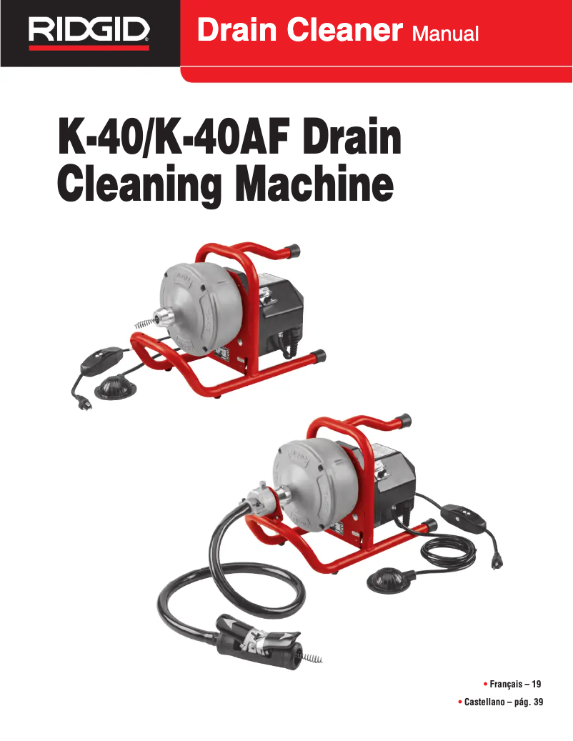Page 1 of the manual User Manual Ridgid K-40
