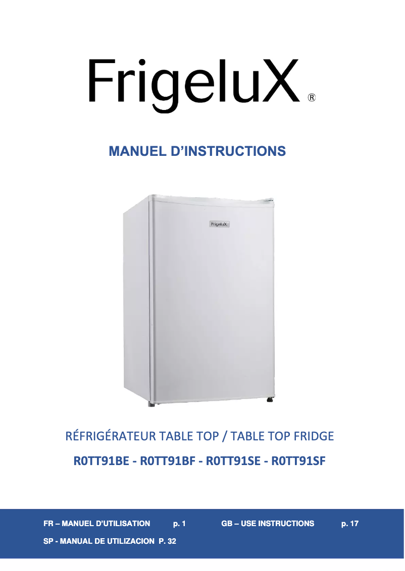 Página 1 del manual Manual de usuario FrigeluX R0TT91BE