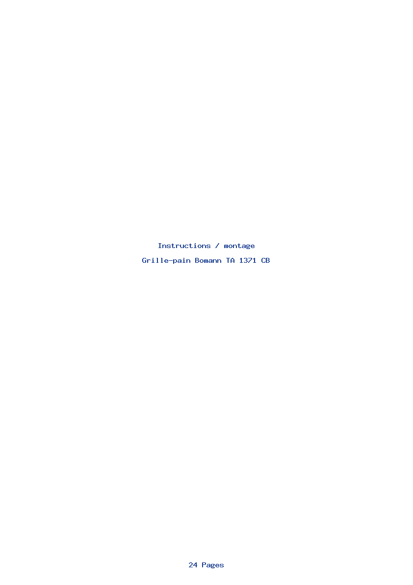 Page 1 de la notice Instructions / montage Bomann TA 1371 CB