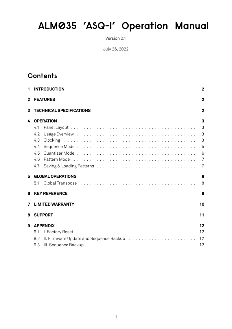 Page 1 de la notice Manuel utilisateur ALM ASQ-1 ALM035