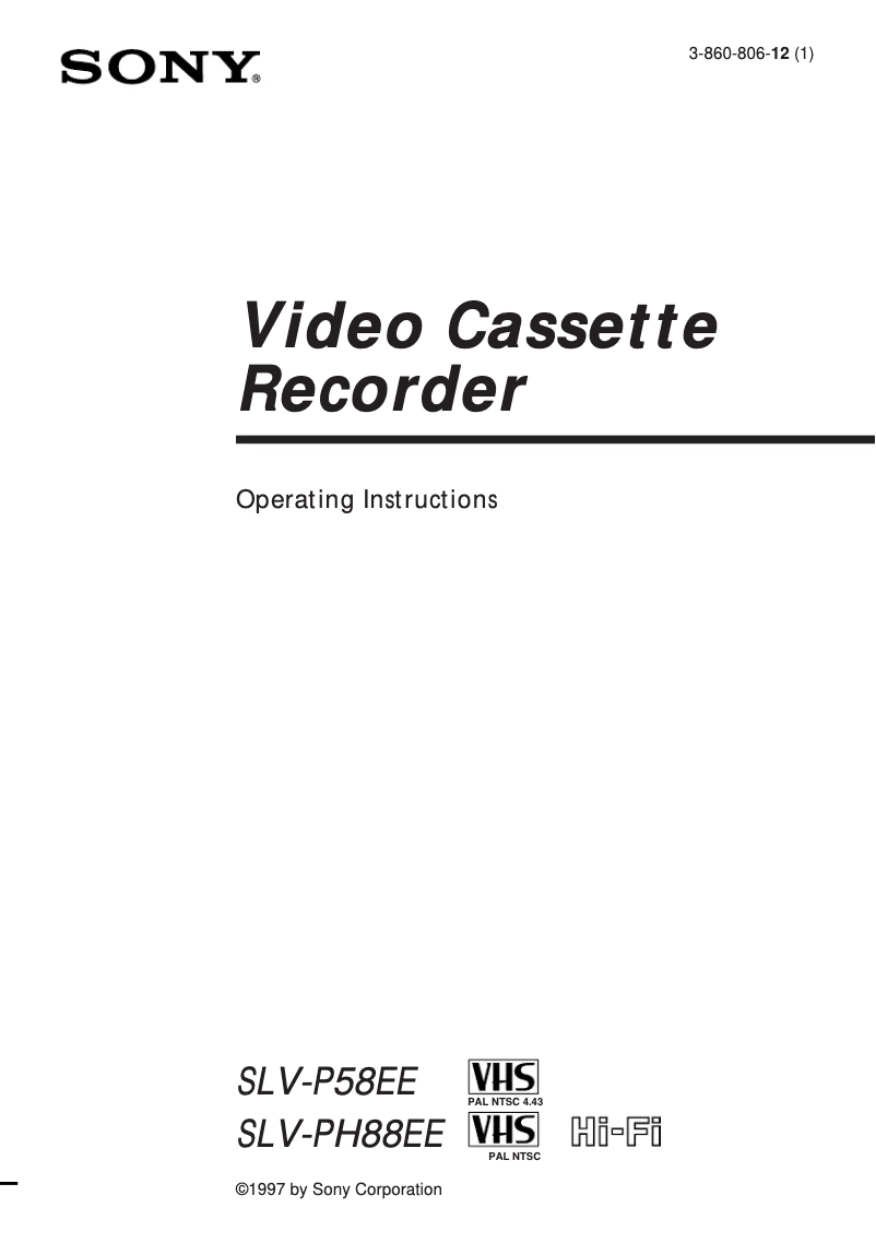 Page 1 de la notice Manuel utilisateur Sony SLV-PH88EE