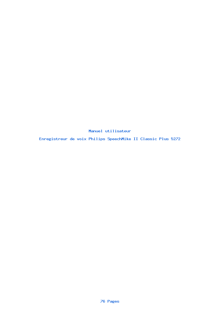 Page 1 de la notice Manuel utilisateur Philips SpeechMike II Classic Plus 5272