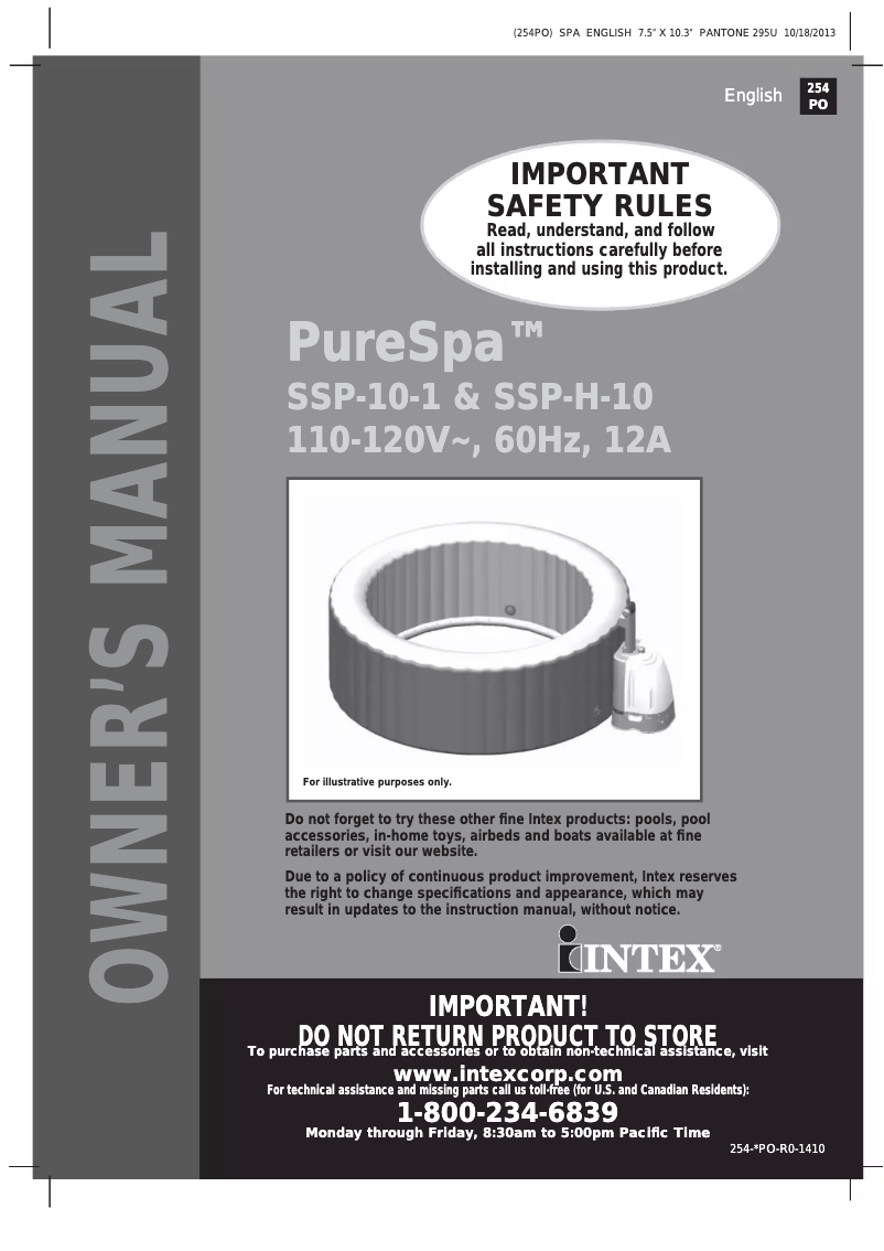 Page 1 de la notice Manuel utilisateur Intex 28403E