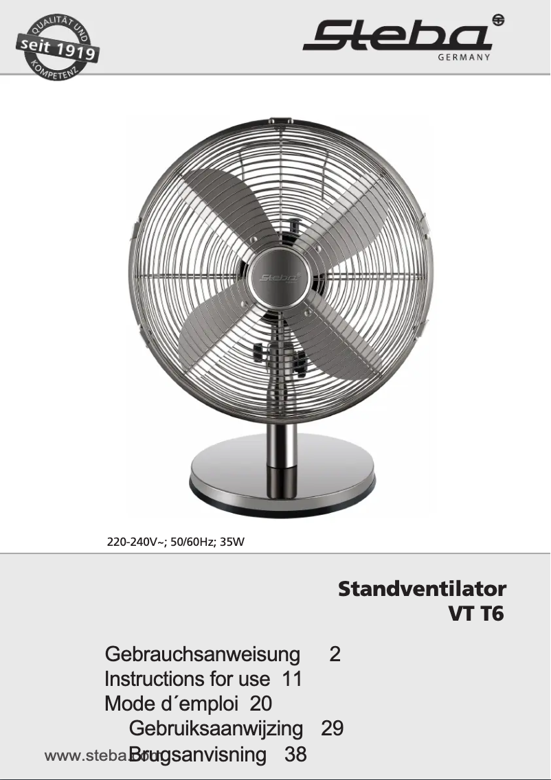 Page 1 de la notice Manuel utilisateur Steba VT T6