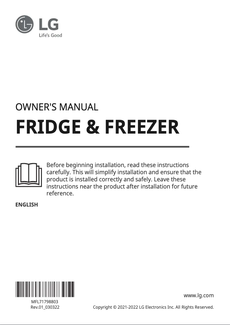 Page 1 of the manual User Manual LG GSLV71PZTF