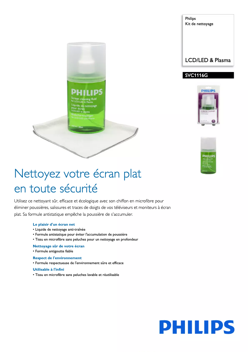 Page 1 de la notice Fiche technique Philips SVC1116G