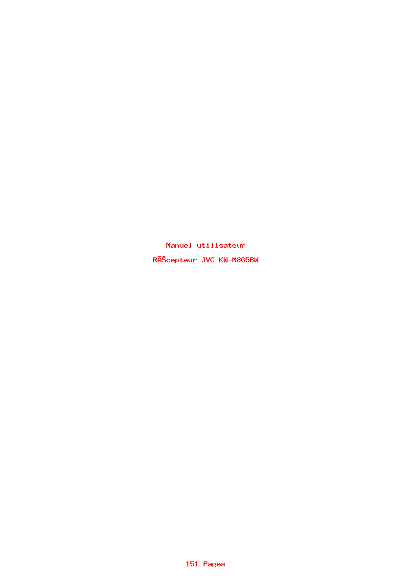 Page 1 de la notice Manuel utilisateur JVC KW-M865BW