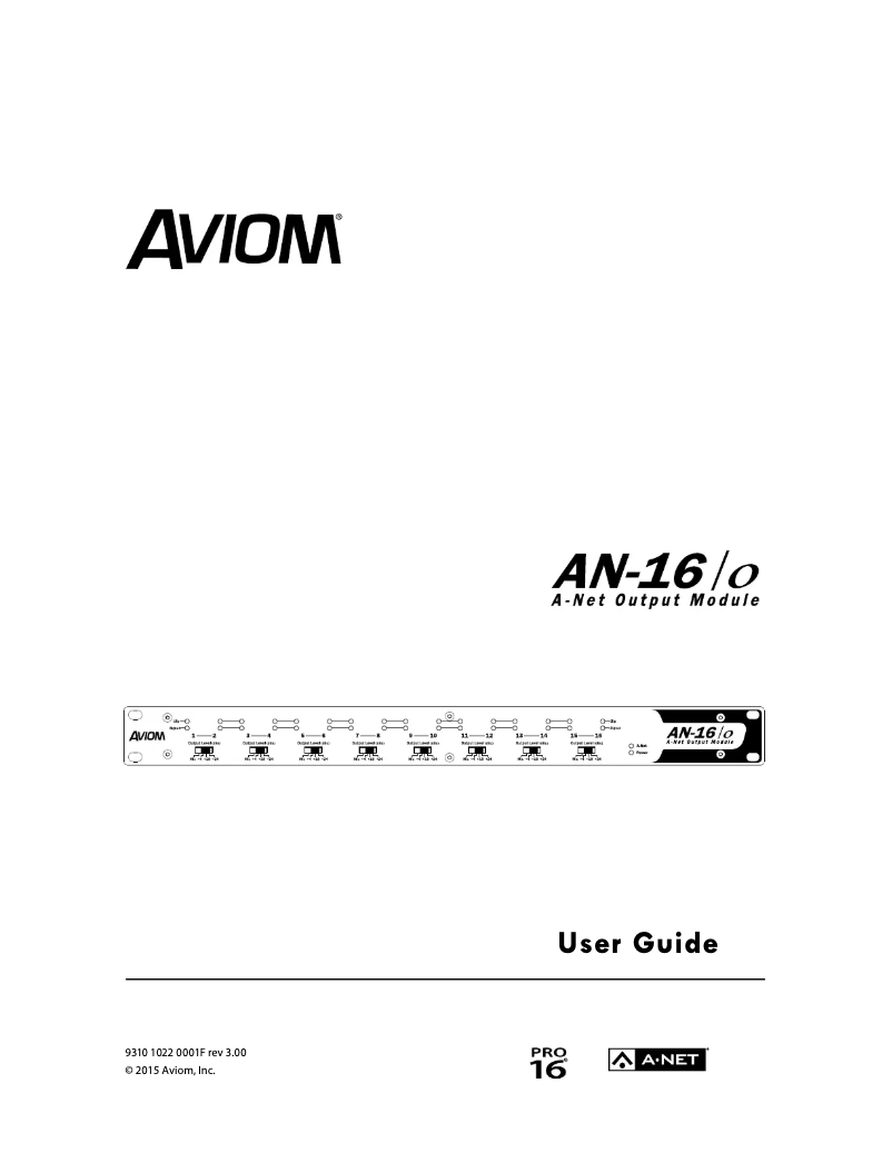 Page 1 de la notice Manuel utilisateur Aviom AN-16/o V.4